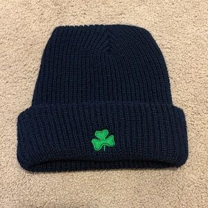 Kids Navy Beanie with Green Shamrock